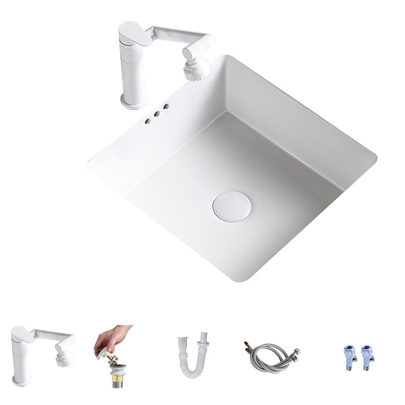 Modern Undermount Bathroom Sink Porcelain with Pop-Up Drain Basin Sink
