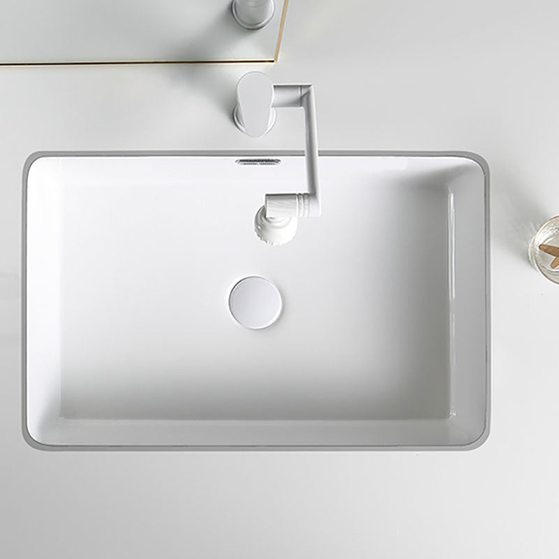 Modern Undermount Bathroom Sink Porcelain with Pop-Up Drain Basin Sink