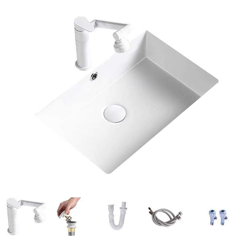 Modern Undermount Bathroom Sink Porcelain with Pop-Up Drain Basin Sink
