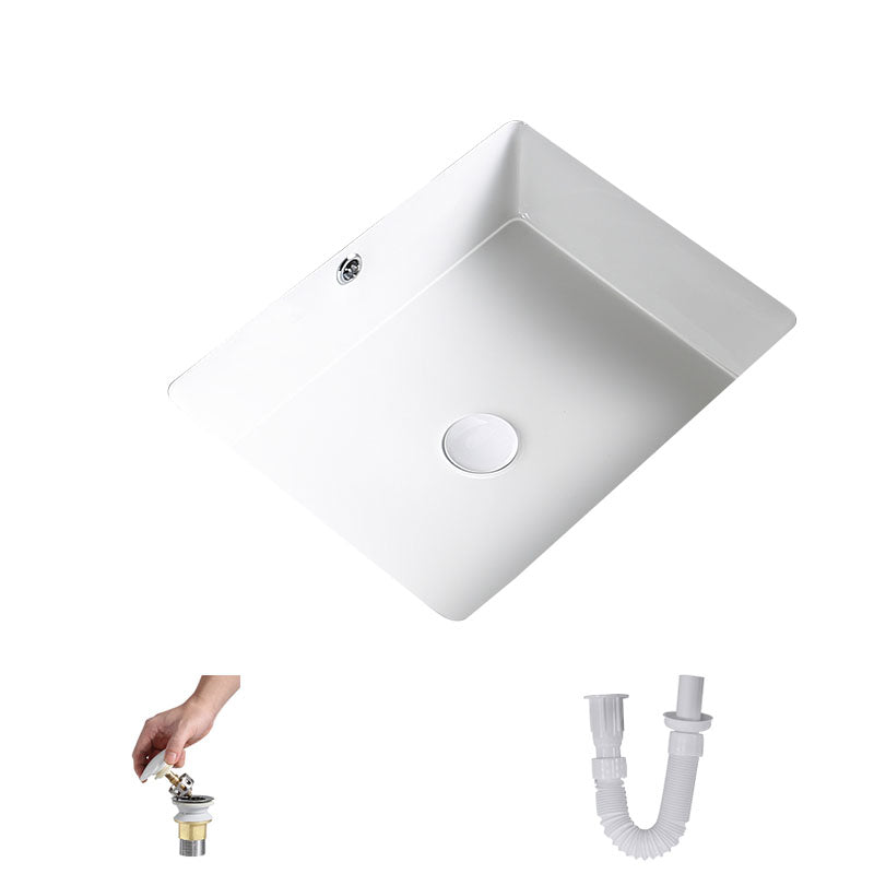 Modern Undermount Bathroom Sink Porcelain with Pop-Up Drain Basin Sink