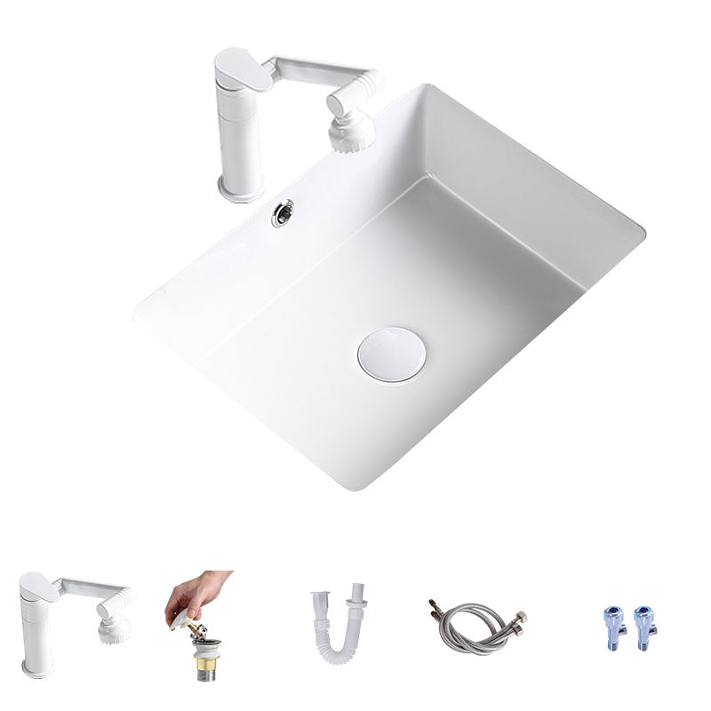 Modern Undermount Bathroom Sink Porcelain with Pop-Up Drain Basin Sink
