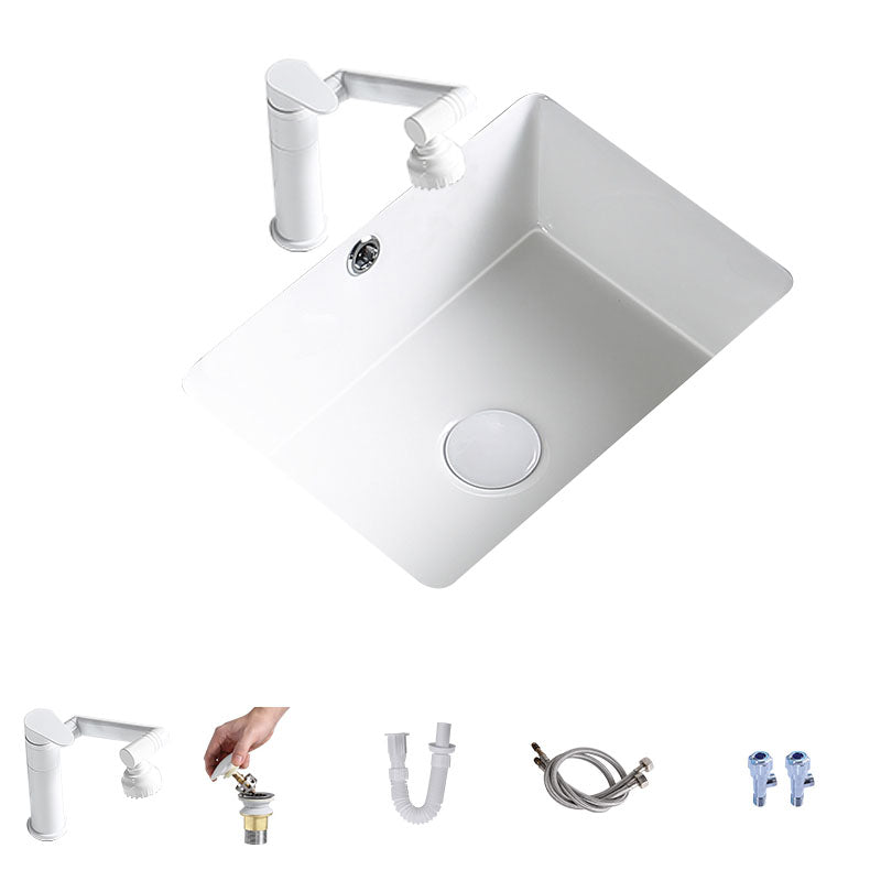 Modern Undermount Bathroom Sink Porcelain with Pop-Up Drain Basin Sink