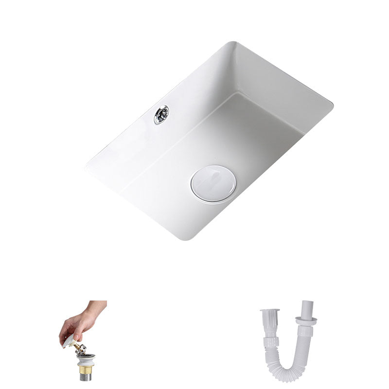 Modern Undermount Bathroom Sink Porcelain with Pop-Up Drain Basin Sink