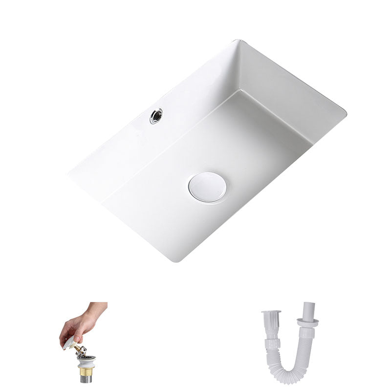 Modern Undermount Bathroom Sink Porcelain with Pop-Up Drain Basin Sink
