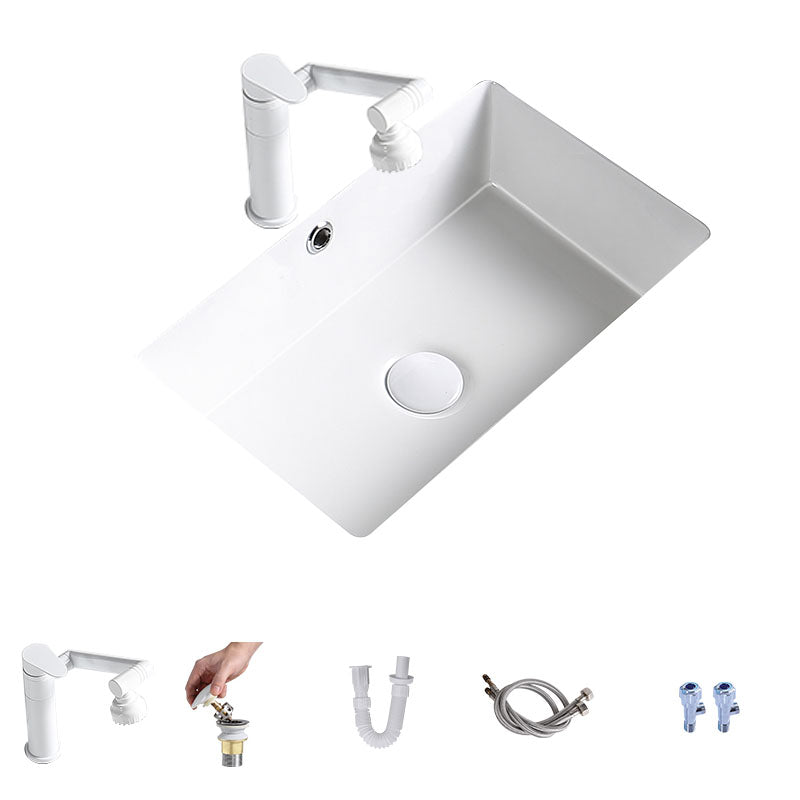 Modern Undermount Bathroom Sink Porcelain with Pop-Up Drain Basin Sink
