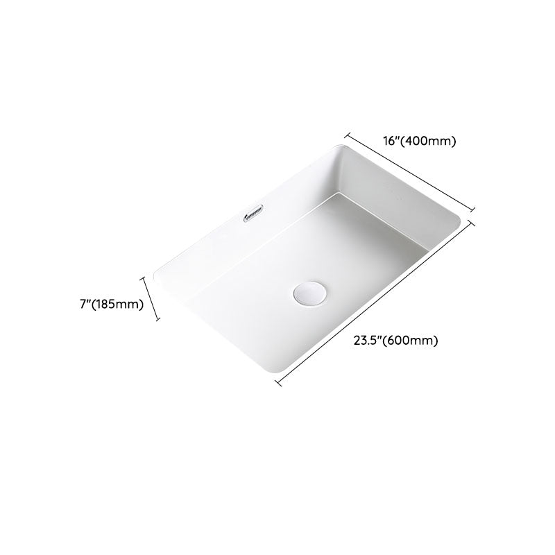 Modern Undermount Bathroom Sink Porcelain with Pop-Up Drain Basin Sink