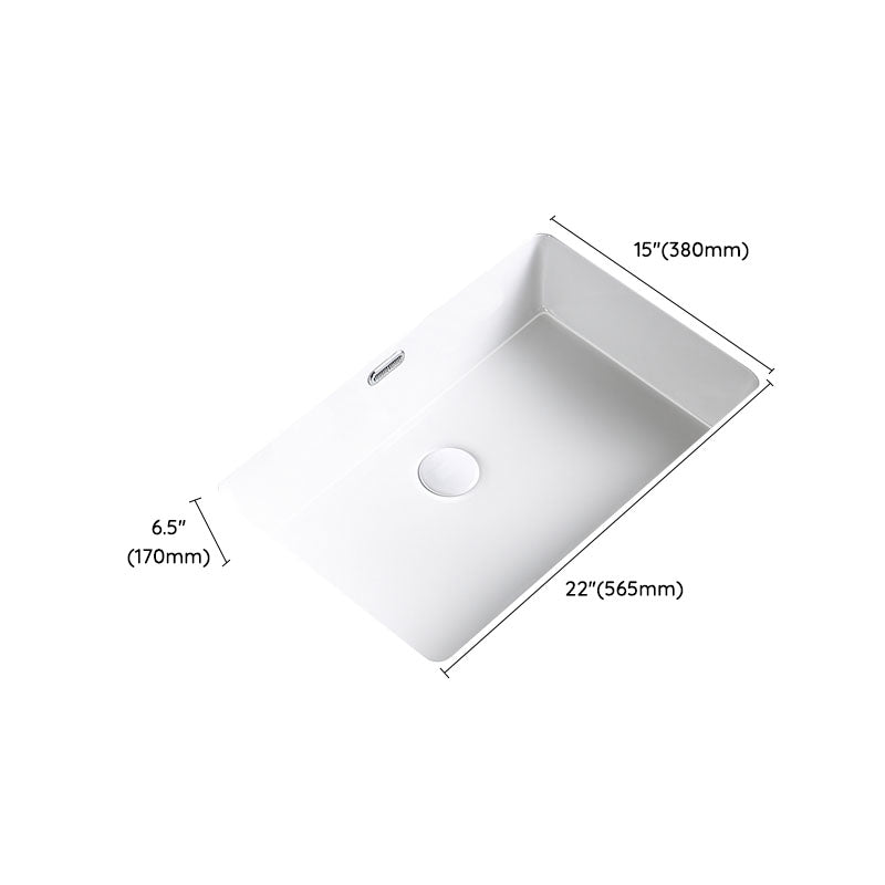 Modern Undermount Bathroom Sink Porcelain with Pop-Up Drain Basin Sink