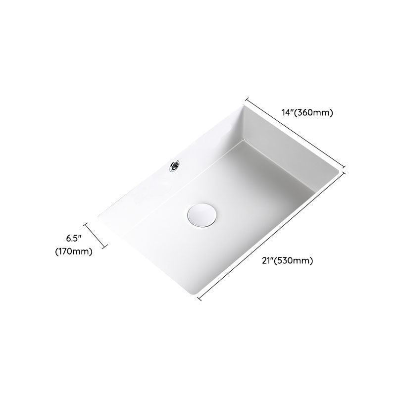 Modern Undermount Bathroom Sink Porcelain with Pop-Up Drain Basin Sink