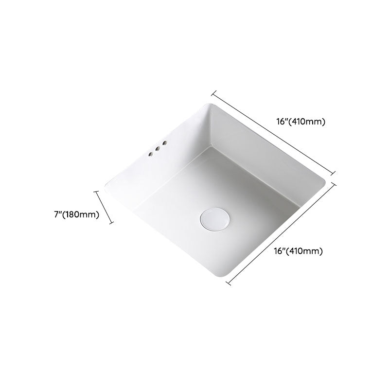 Modern Undermount Bathroom Sink Porcelain with Pop-Up Drain Basin Sink