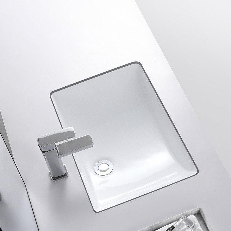 Modern Undermount Vanity Sink Porcelain Shut-Off Valve Included Bathroom Sink