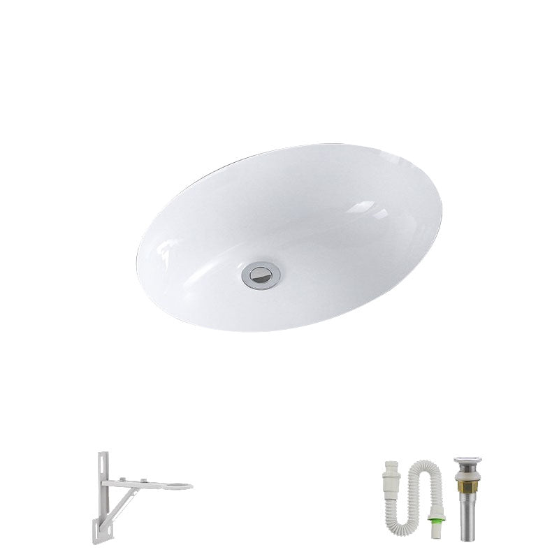 Modern Undermount Vanity Sink Porcelain Shut-Off Valve Included Bathroom Sink