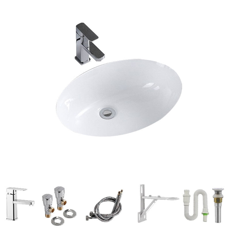 Modern Undermount Vanity Sink Porcelain Shut-Off Valve Included Bathroom Sink
