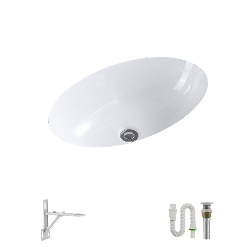 Modern Undermount Vanity Sink Porcelain Shut-Off Valve Included Bathroom Sink