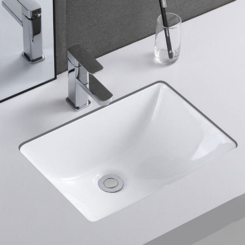Modern Undermount Vanity Sink Porcelain Shut-Off Valve Included Bathroom Sink