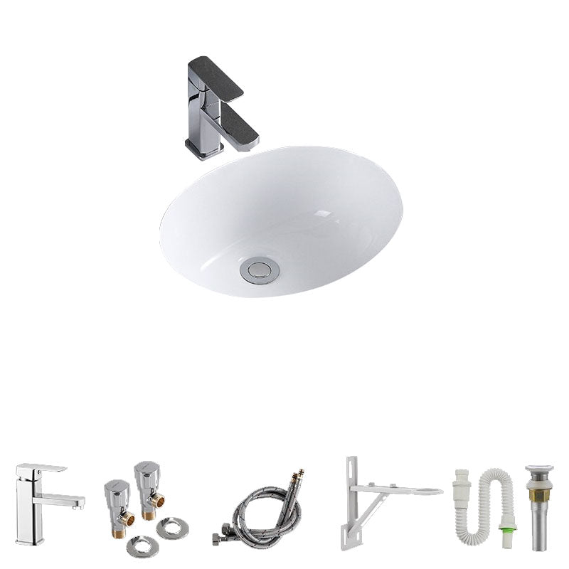 Modern Undermount Vanity Sink Porcelain Shut-Off Valve Included Bathroom Sink