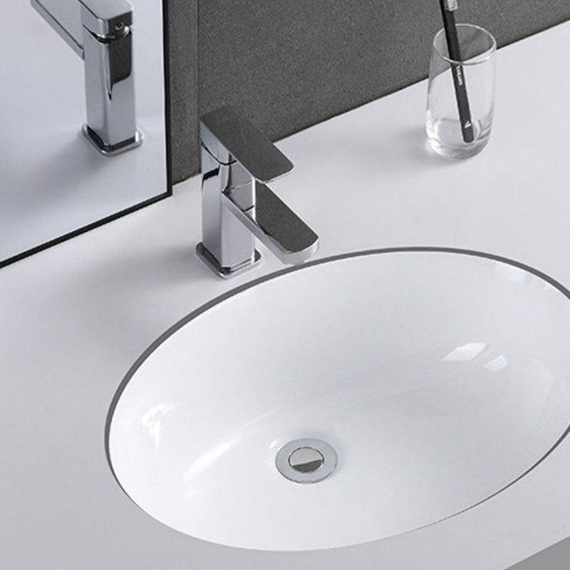 Modern Undermount Vanity Sink Porcelain Shut-Off Valve Included Bathroom Sink