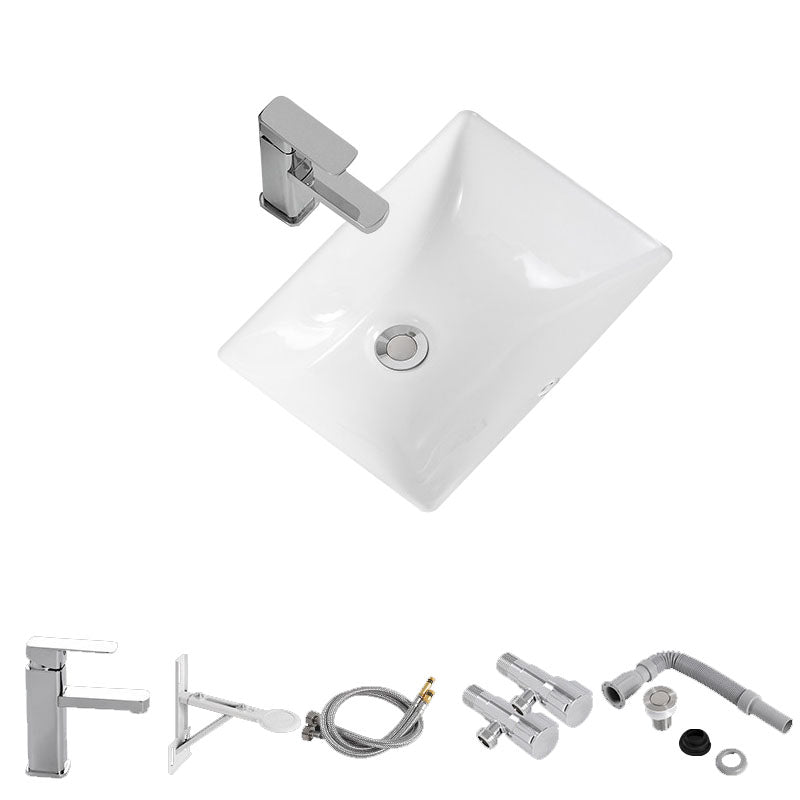Modern Undermount Vanity Sink Porcelain Shut-Off Valve Included Bathroom Sink