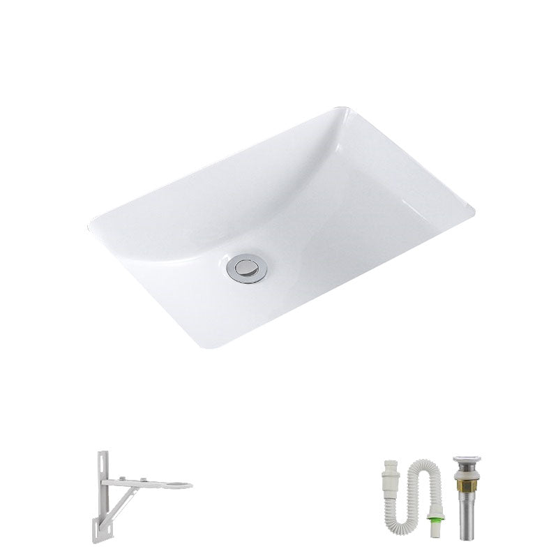 Modern Undermount Vanity Sink Porcelain Shut-Off Valve Included Bathroom Sink