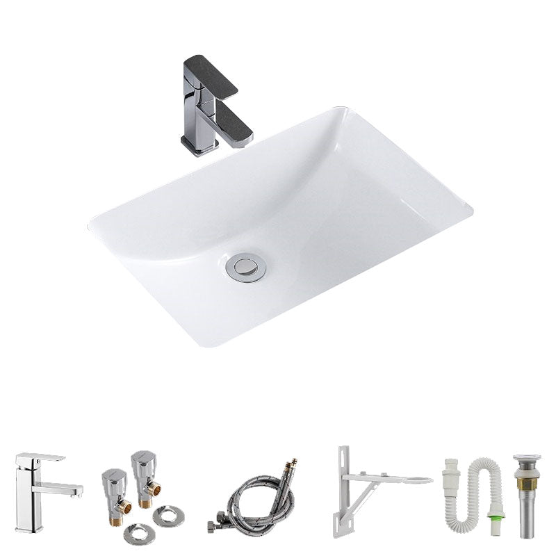 Modern Undermount Vanity Sink Porcelain Shut-Off Valve Included Bathroom Sink