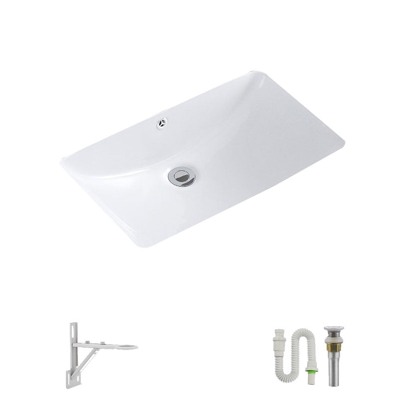 Modern Undermount Vanity Sink Porcelain Shut-Off Valve Included Bathroom Sink