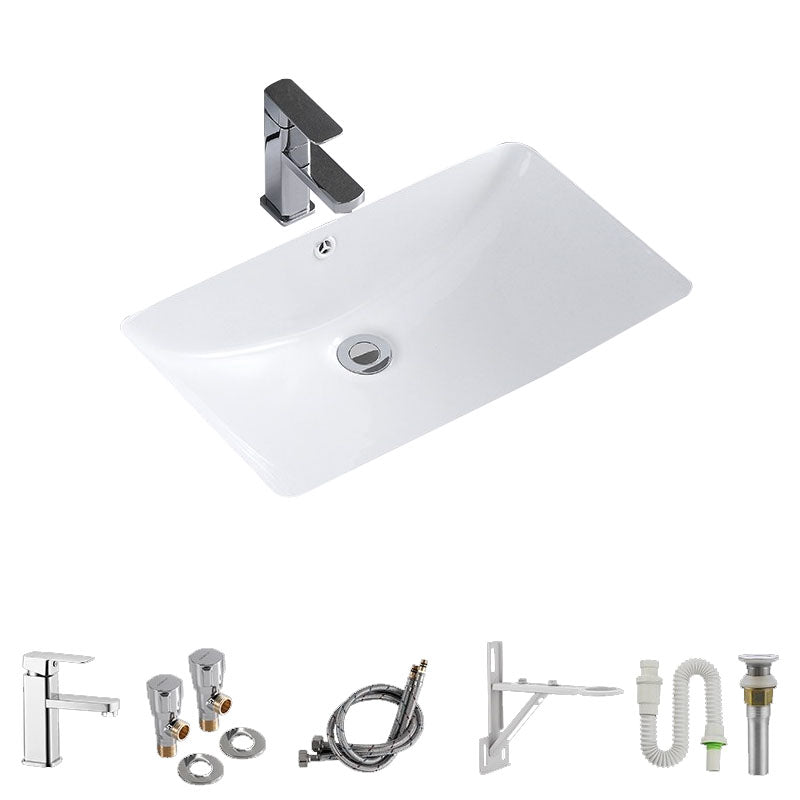 Modern Undermount Vanity Sink Porcelain Shut-Off Valve Included Bathroom Sink