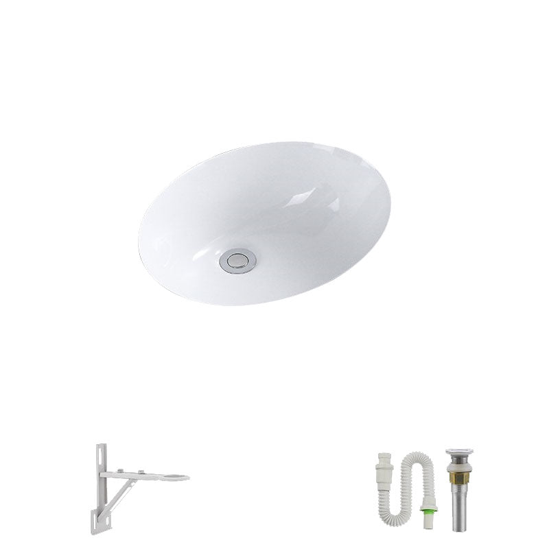 Modern Undermount Vanity Sink Porcelain Shut-Off Valve Included Bathroom Sink