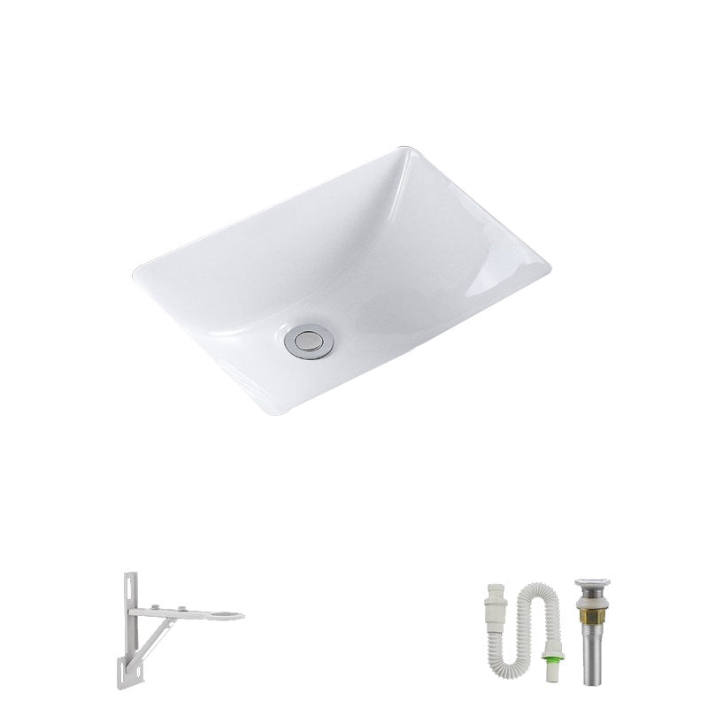 Modern Undermount Vanity Sink Porcelain Shut-Off Valve Included Bathroom Sink