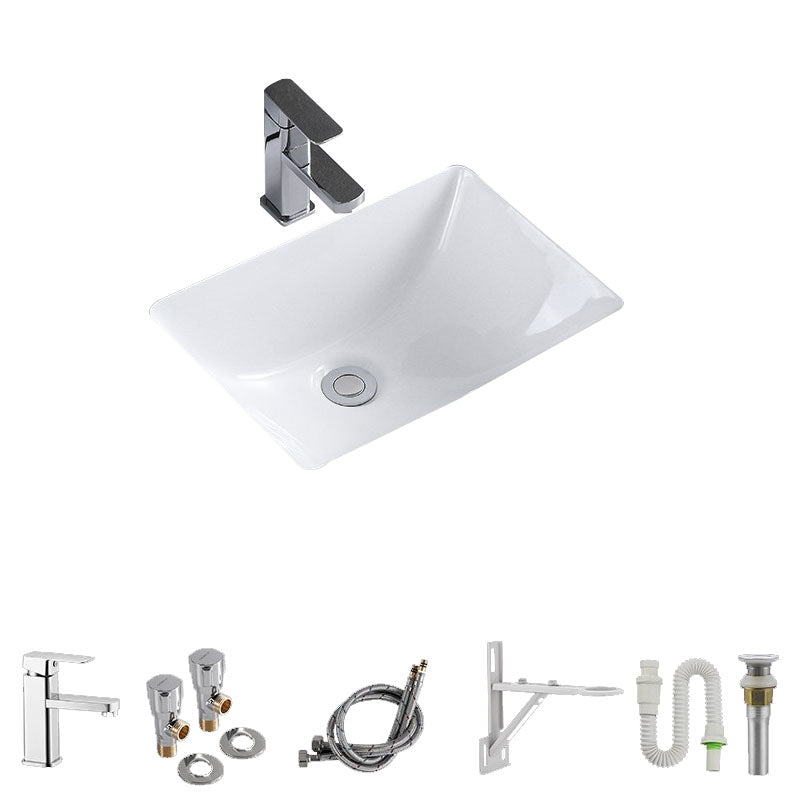 Modern Undermount Vanity Sink Porcelain Shut-Off Valve Included Bathroom Sink