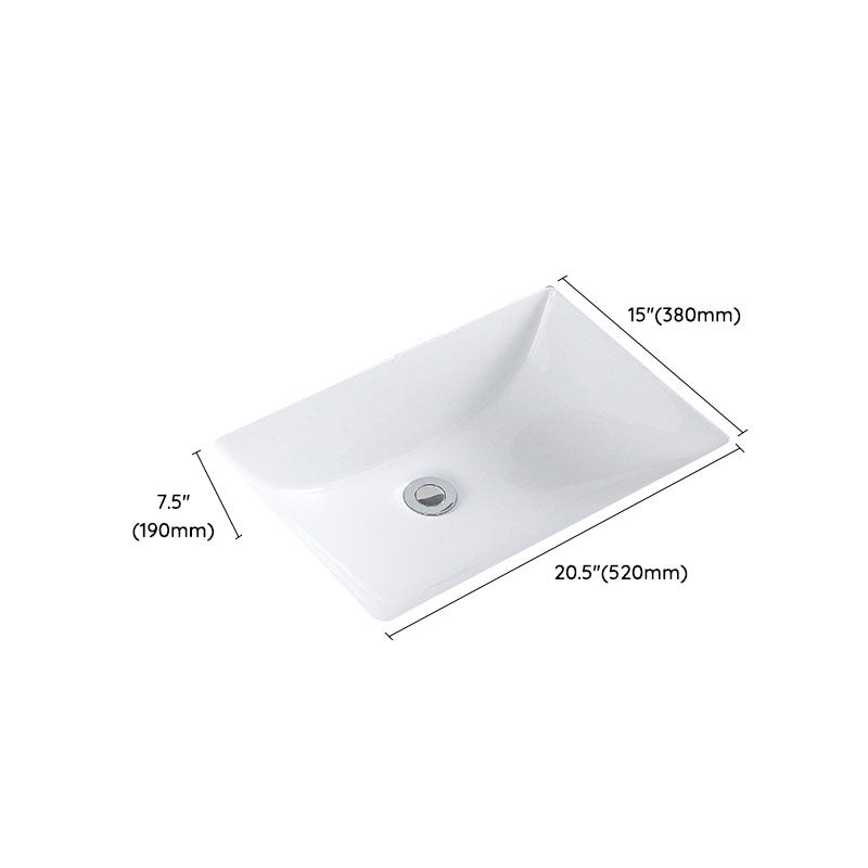Modern Undermount Vanity Sink Porcelain Shut-Off Valve Included Bathroom Sink