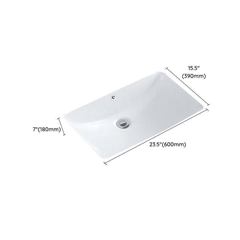 Modern Undermount Vanity Sink Porcelain Shut-Off Valve Included Bathroom Sink