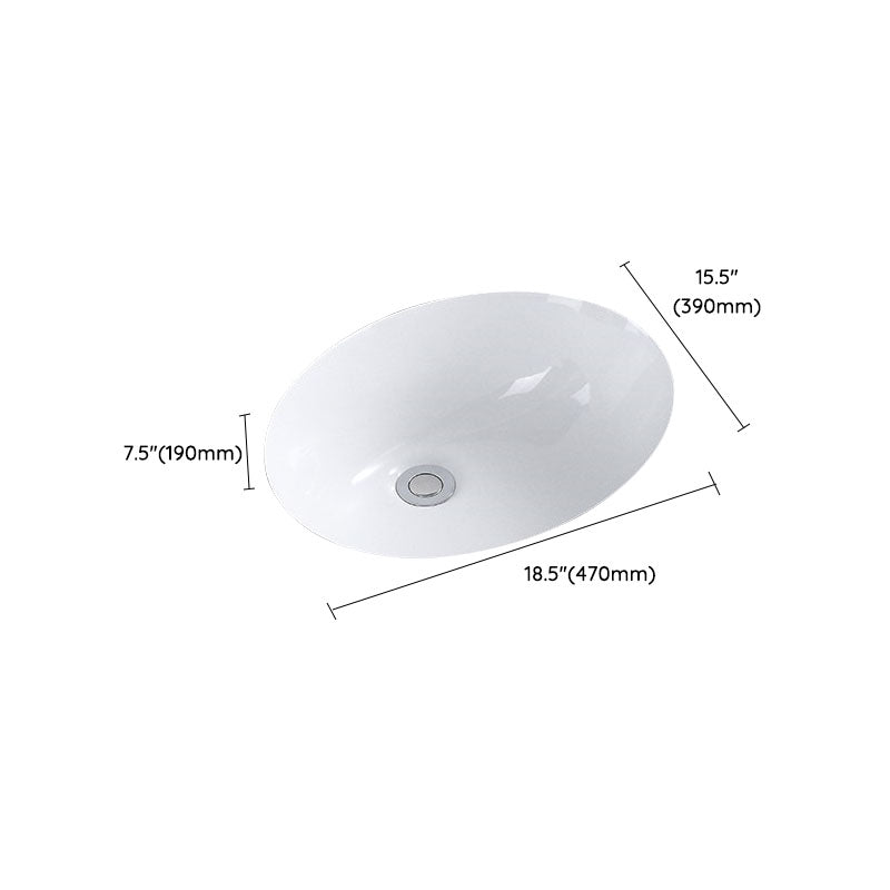 Modern Undermount Vanity Sink Porcelain Shut-Off Valve Included Bathroom Sink