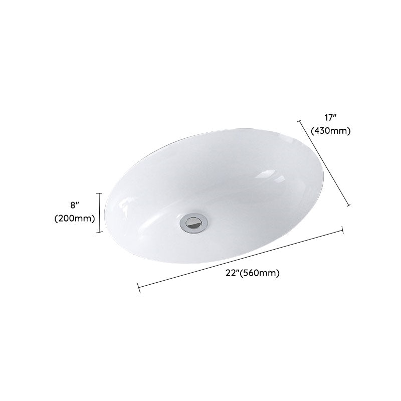 Modern Undermount Vanity Sink Porcelain Shut-Off Valve Included Bathroom Sink