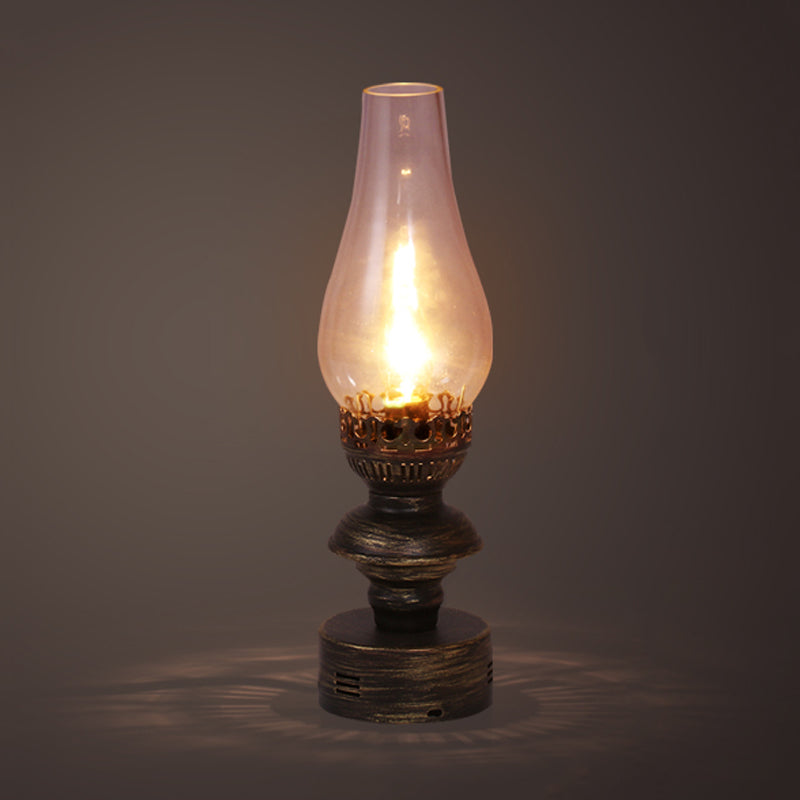 Lámpara de escritorio de latón 1 cabecera Vintage Clear Farry Sombra iluminación con base de metal