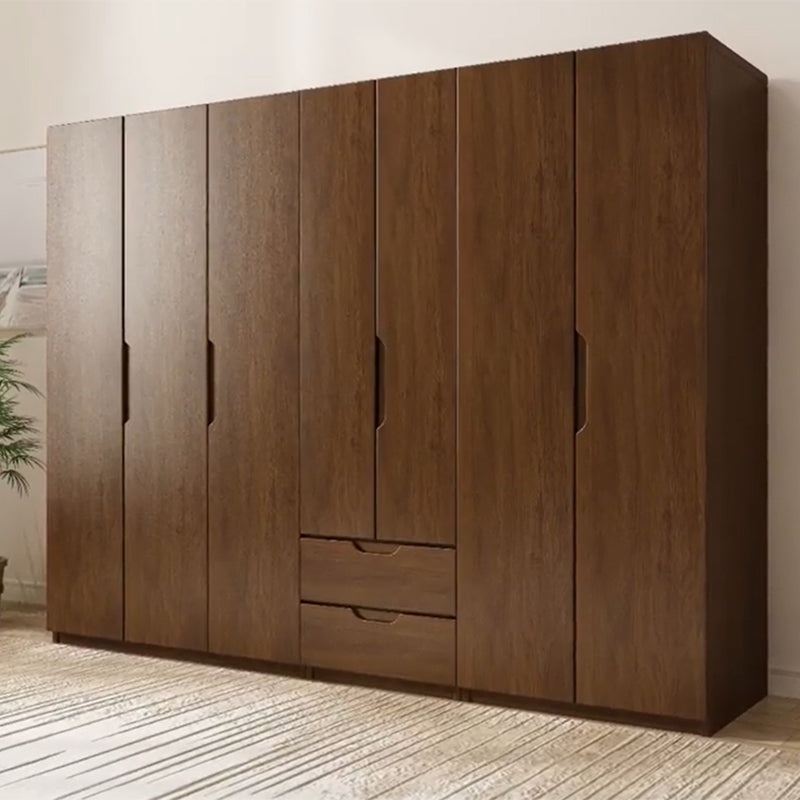 Solid Wood Wardrobe Armoire Contemporary Brown Storage Cabinet