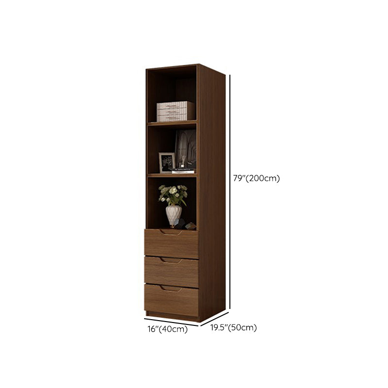 Solid Wood Wardrobe Armoire Contemporary Brown Storage Cabinet