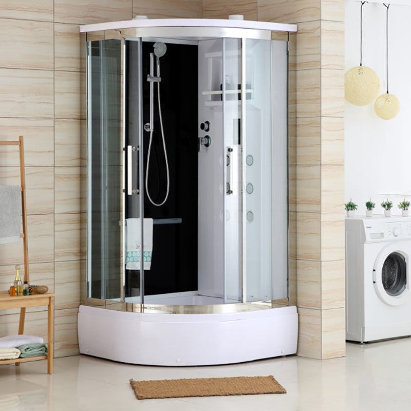 Framed Stainless Steel Tub & Shower Kit Rounded Clear Shower Stall