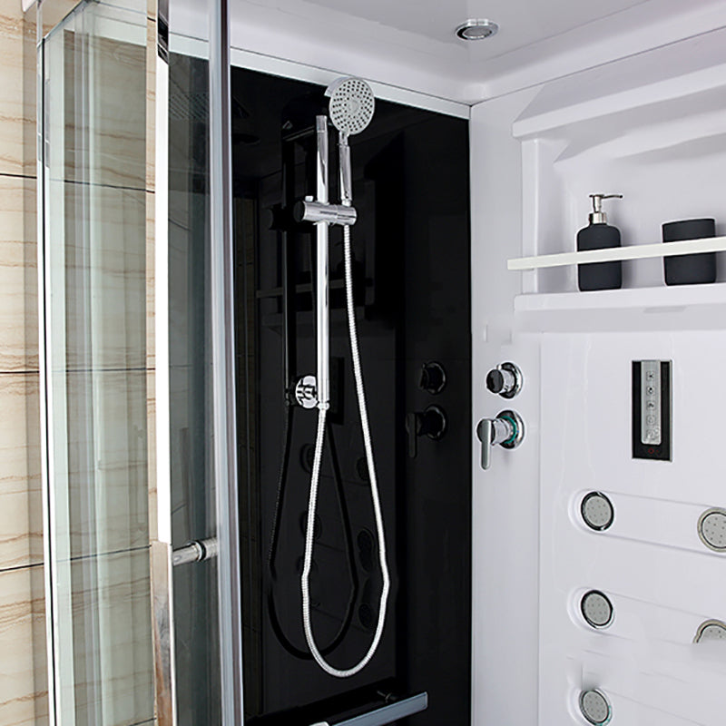 Framed Stainless Steel Tub & Shower Kit Rounded Clear Shower Stall