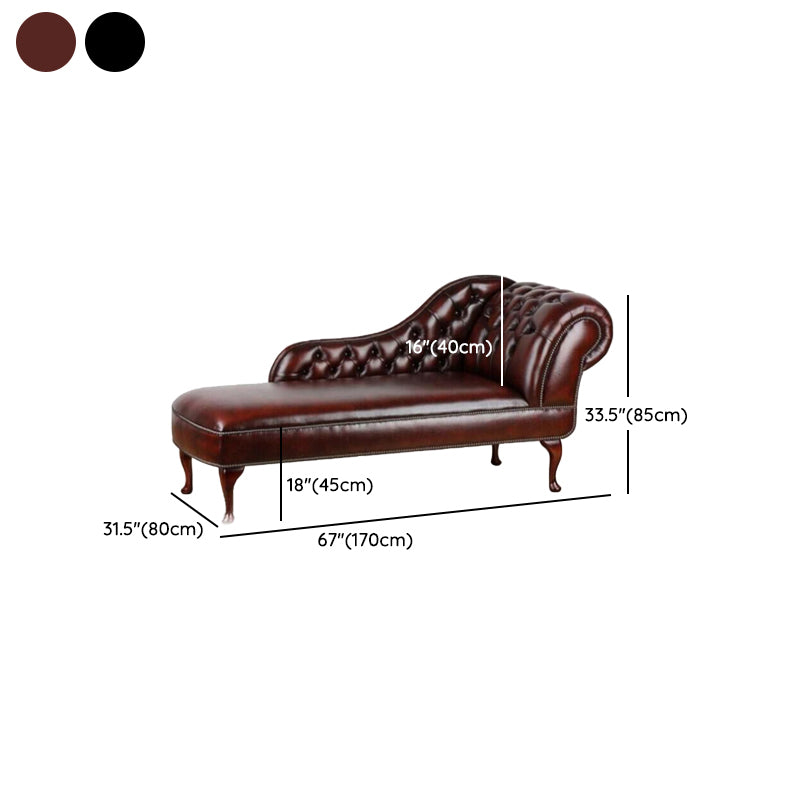 Traditional Chaise Lounge Couch Tufted Rolled Arm Chaise Lounge