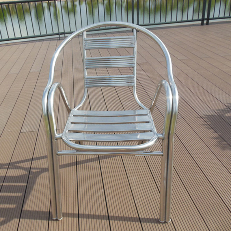 Silver Outdoor Bistro Chairs Metal Stacking Outdoors Dining Chairs