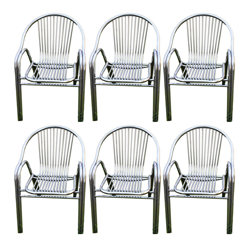 Silver Outdoor Bistro Chairs Metal Stacking Outdoors Dining Chairs