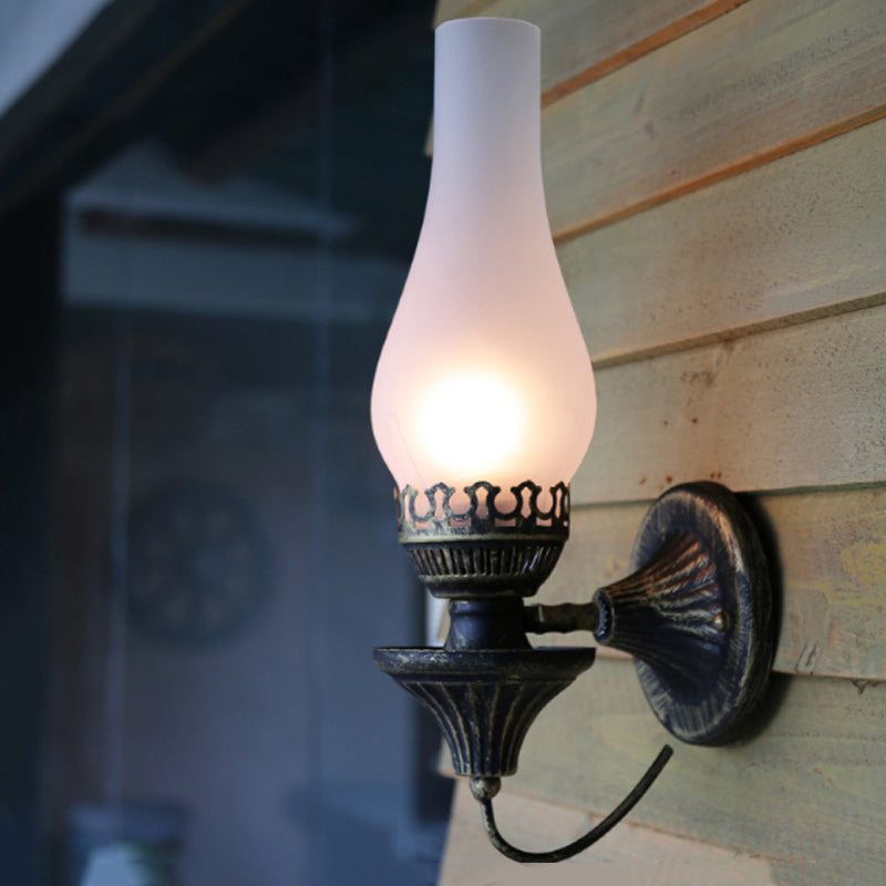 Factory Vase Shade Wall Light 1 Head Yellow/Clear Crackle Glass Sconce Lighting Fixture for Outdoor