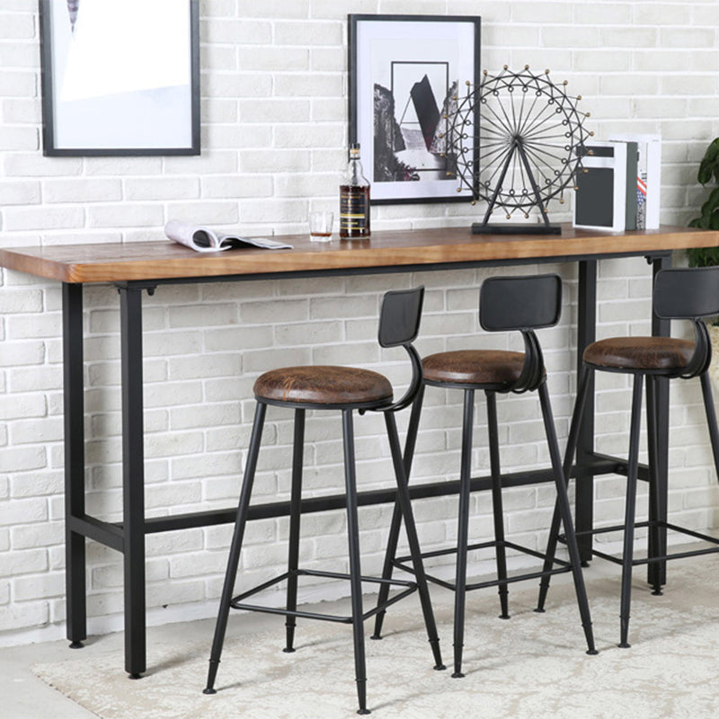 Rectangle Industrial Pub Table Set 1/4/7 Pieces Wooden Bar Table Set with Brown Stools