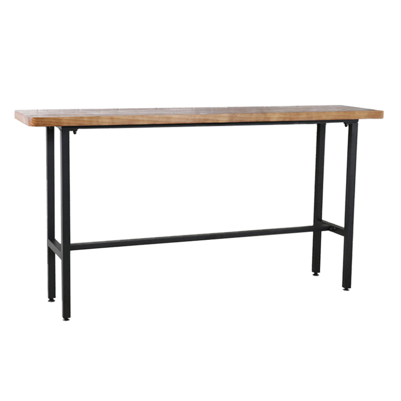 Rectangle Industrial Pub Table Set 1/4/7 Pieces Wooden Bar Table Set with Brown Stools