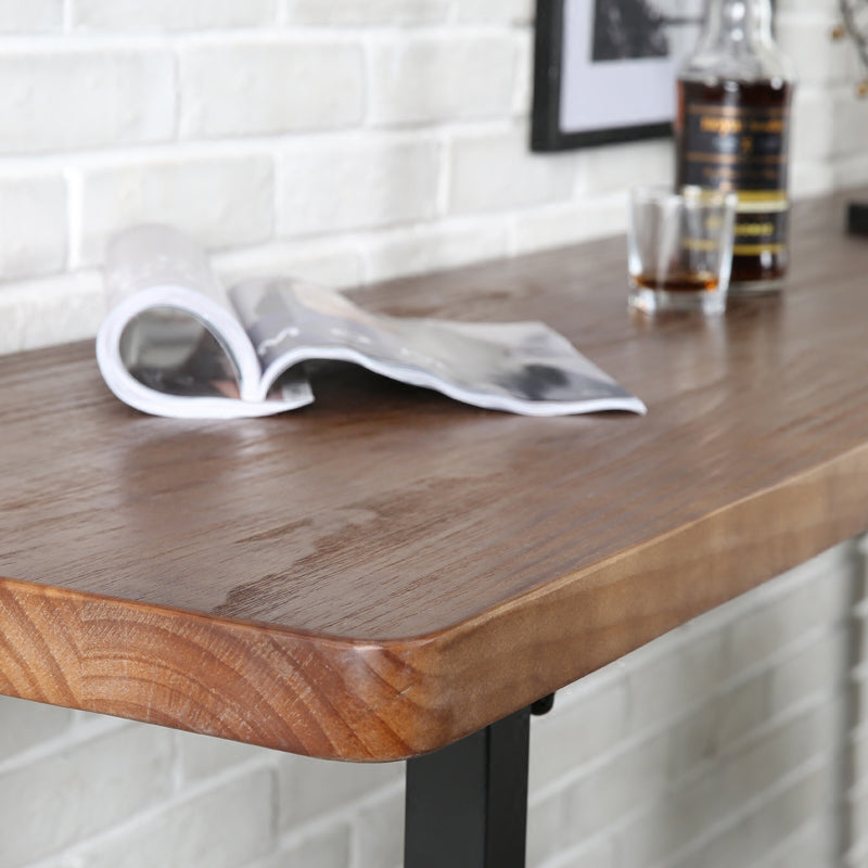 Rectangle Industrial Pub Table Set 1/4/7 Pieces Wooden Bar Table Set with Brown Stools