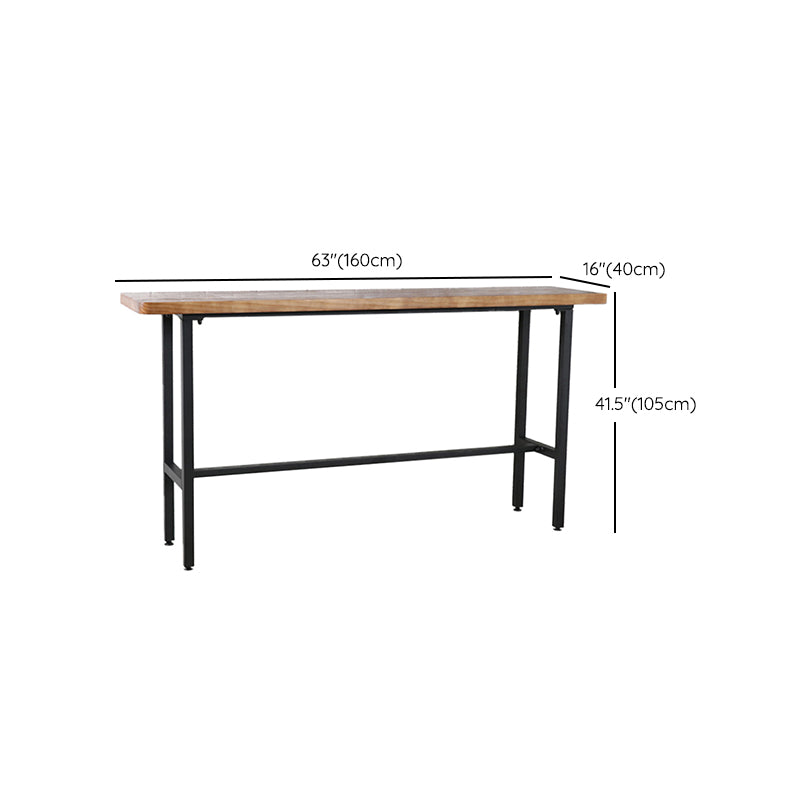 Rectangle Industrial Pub Table Set 1/4/7 Pieces Wooden Bar Table Set with Brown Stools