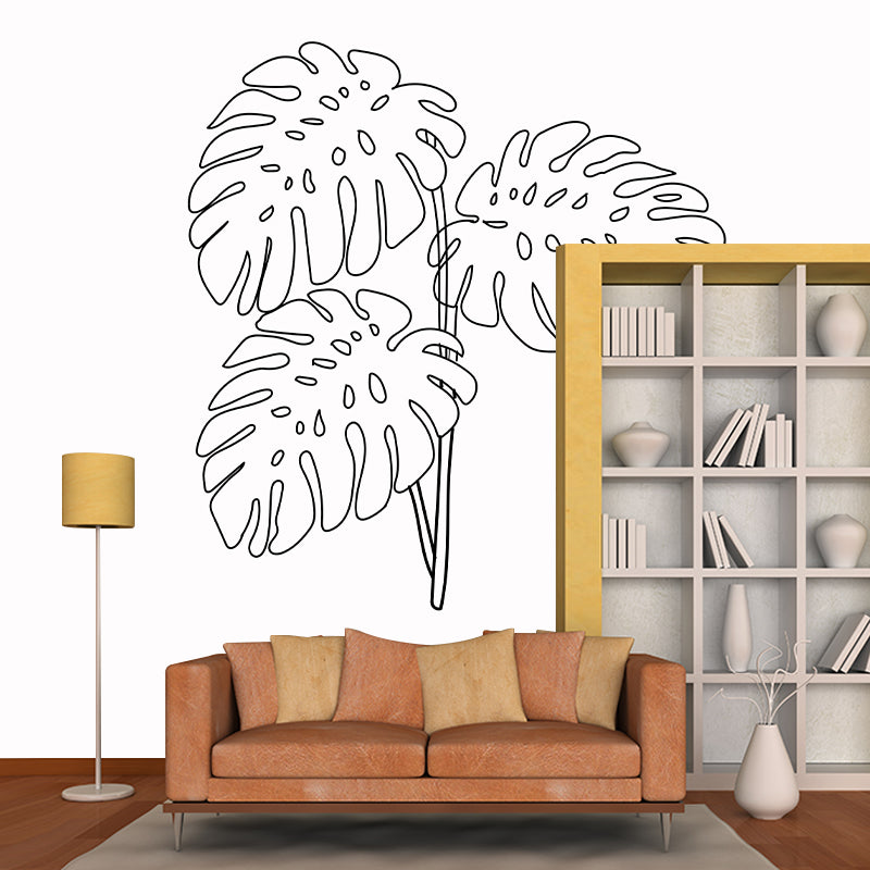 Tropical Plant Illustration Mural Mildew Resistant Wallpaper Sleeping Room Wall Mural