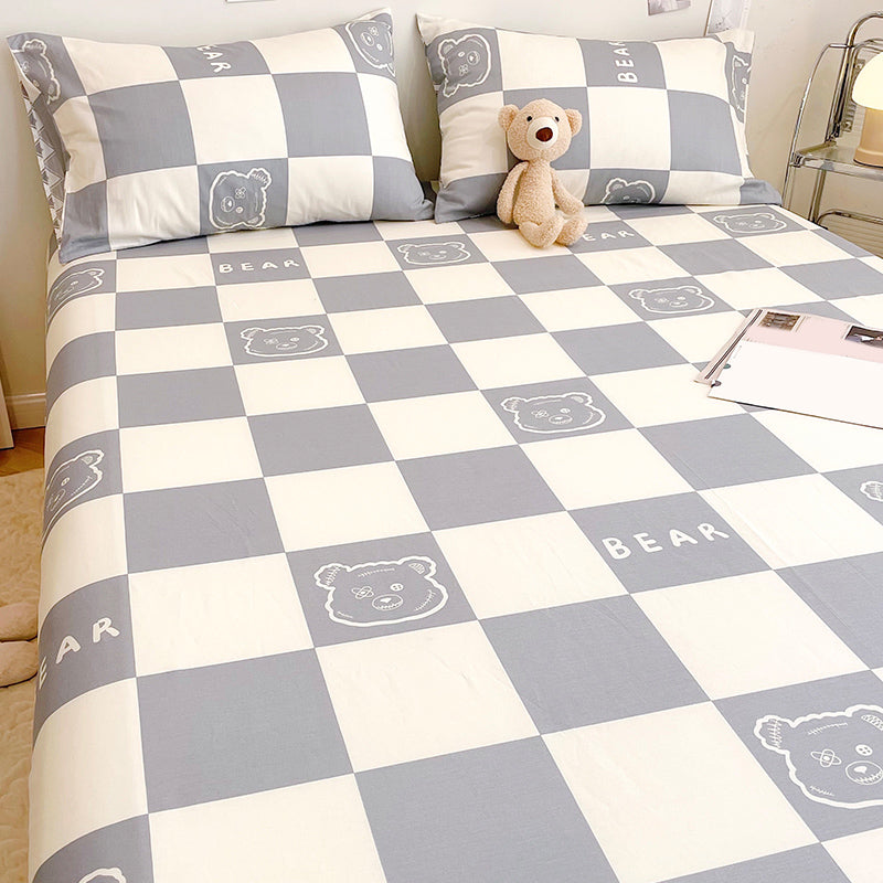 Cartoon Print Sheets Cotton Fade Resistant Non-Pilling Soft Bed Sheet Set