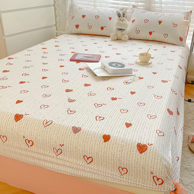 Cartoon Print Sheets Cotton Fade Resistant Non-Pilling Soft Bed Sheet Set