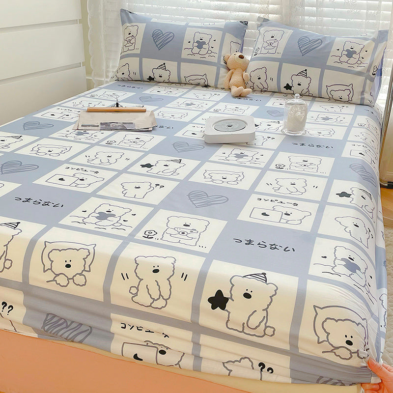 Cartoon Print Sheets Cotton Fade Resistant Non-Pilling Soft Bed Sheet Set