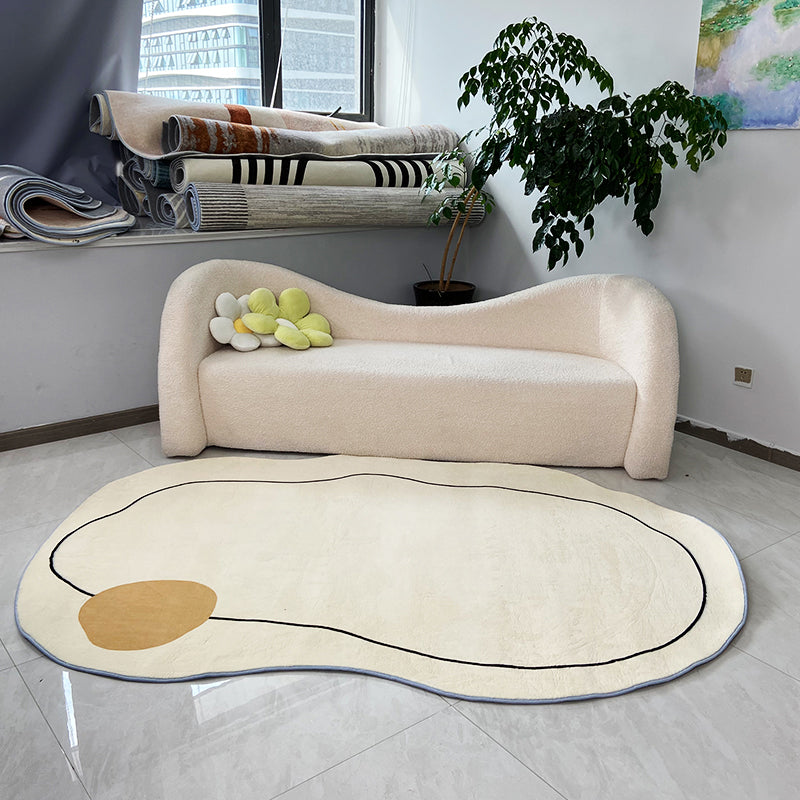 Novelty Shade Tribal Diamond Rug Beige Polyester Carpet Stain Resistant Rug